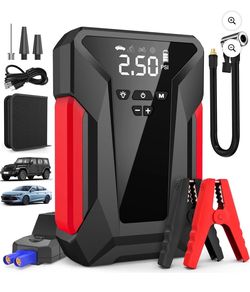 8-in-1 Emergency Jump Starter & Tire Inflator - 4000A Peak for Gas/ Diesel Engines, 150PSI Auto-Stop Air Compressor, LED Light + Power Bank | All-Clim