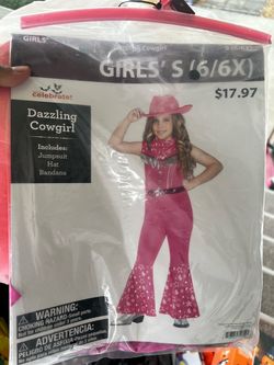 Girls Dazzling Cowgirl Halloween Costume Size S 6/6X