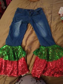 8/9 Christmas bell-bottoms boutique stretchy pants 