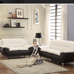 New white/Black Sofa and Loveseat 🎉 we finance just $39 down payment