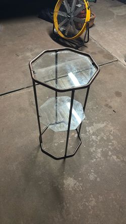 2-Tier Glass & Metal Plant Stand / Accent Table