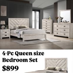 4-Pc Queen Size Bedroom Set. $53 Down Payment