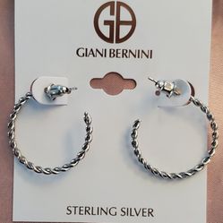 GIANE BERNINI Sterling Silver Twist Hoop Earrings 