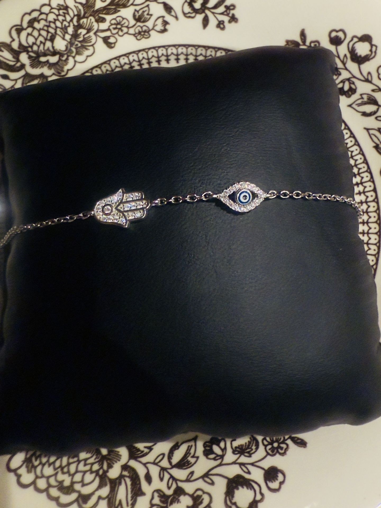 Sterling Silver CZ Bracelet - Hamsa & Evil Eye