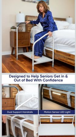 Bed Step Stool for Adults / Baquito de apoyo con baranda para la cama