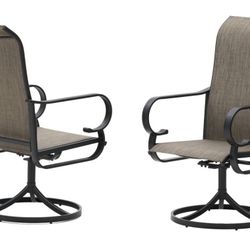 VICLLAX Patio Dining Swivel Chairs, Outdoor Garden Sling Chair Set of 2

