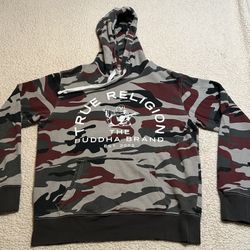 True Religion World Tour Red Camouflage Hoodie-Mens Size M Sweatshirt Pocket-EUC  💥$30💥
