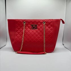 BADGLEY MISCHKA RED QUILTED TOTE BAG#3 