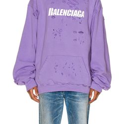 Balenciaga Destroyed Oversized Sweatshirt Hoodie Purple Unisex Medium
