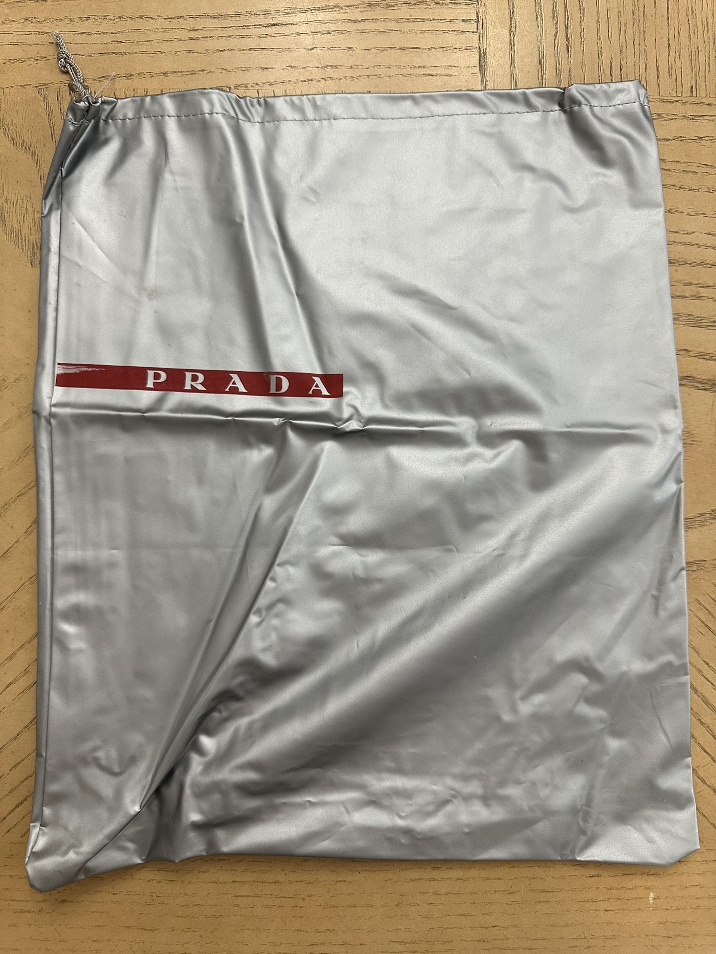 Prada silver Dust Bag drawstring close For Handbag or Shoes 11”x14”