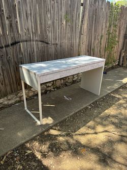 Modern White Desk with Two Drawers