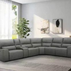 6 Piece Fabric Power Reclining Sectional