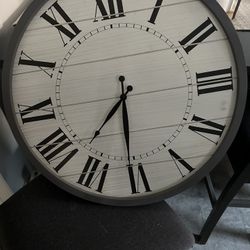 Grey Wood Clock