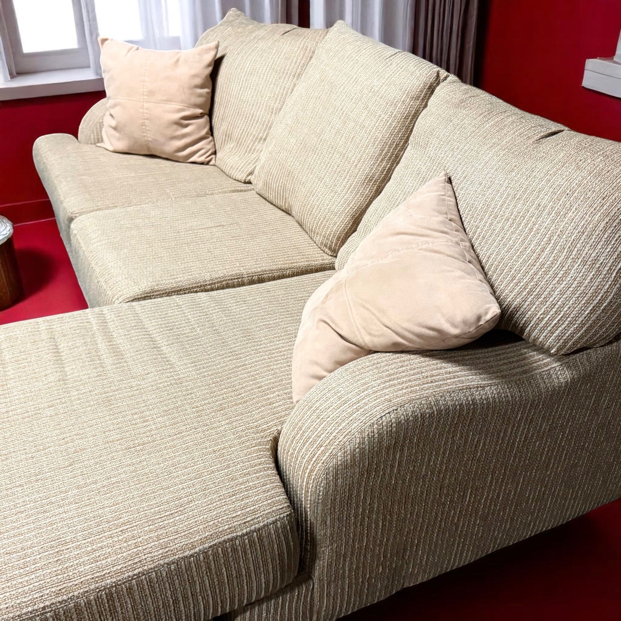 Modern Beige L-Shape Sectional Sofa - Chaise Reversible