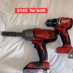Milwaukee M18 1/2” impact with battery and drill set
