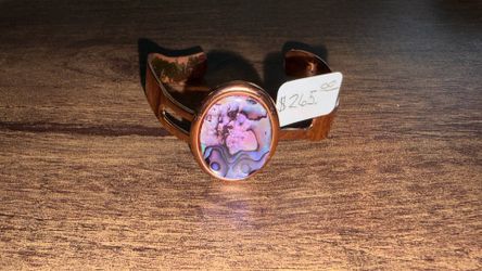Copper Cuff Bracelet with Abalone Shell Inlay