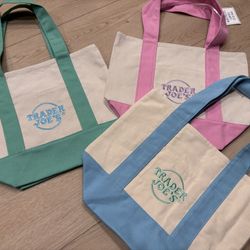 Trader Joe's Mini Canvas Tote Bag (pastel)