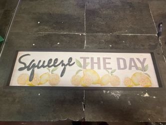 “ Squeeze The Day” Lemons Black Frame Print 30”x8”
