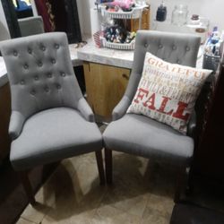Grey Fabric Tufted Chairs