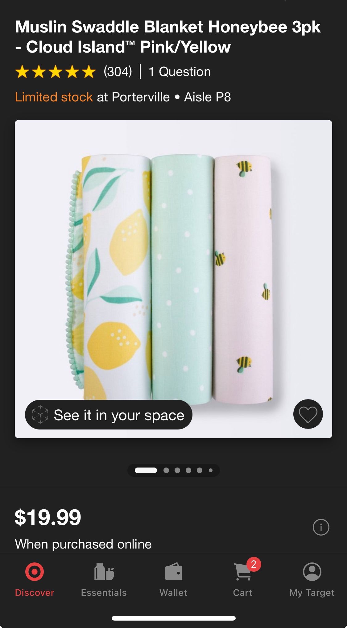 Muslin Swaddle Blanket Honeybee 3pk - Cloud Island™ Pink/Yellow