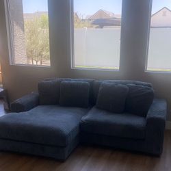 Brand New Dark Grey Corduroy Sofa Chaise