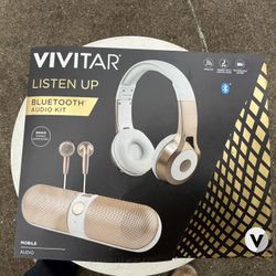 Vivitar Bluetooth Audio Kit 3pc Rose Gold NEW Sealed Box Headphones Speaker Earphones