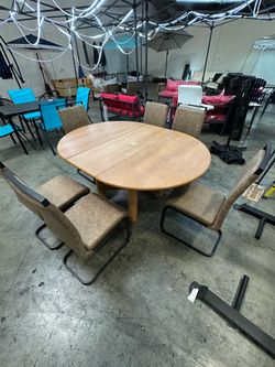 Moving Sales!! New 7 Pcs 47”-63” Extendable Wooden Dining Table and 6 High Back Dining Chair