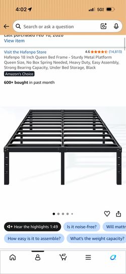 Queen metal bed frame 30$