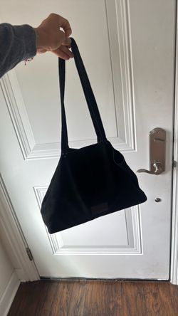 Suede tote bag with detachable inner cosmetic bag