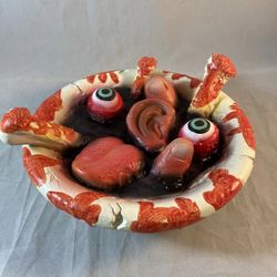 Bowl Of Bloody Gore eyeballs tongue, fingers, ear, Halloween prop decoration
