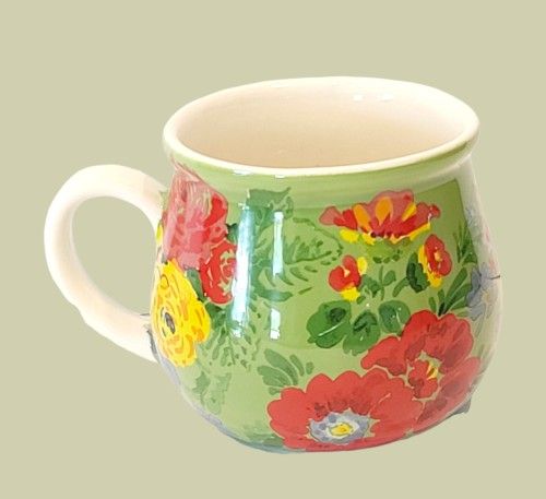 Pioneer Woman Garden Meadow QVC Green Jumbo Belly Coffee Mug