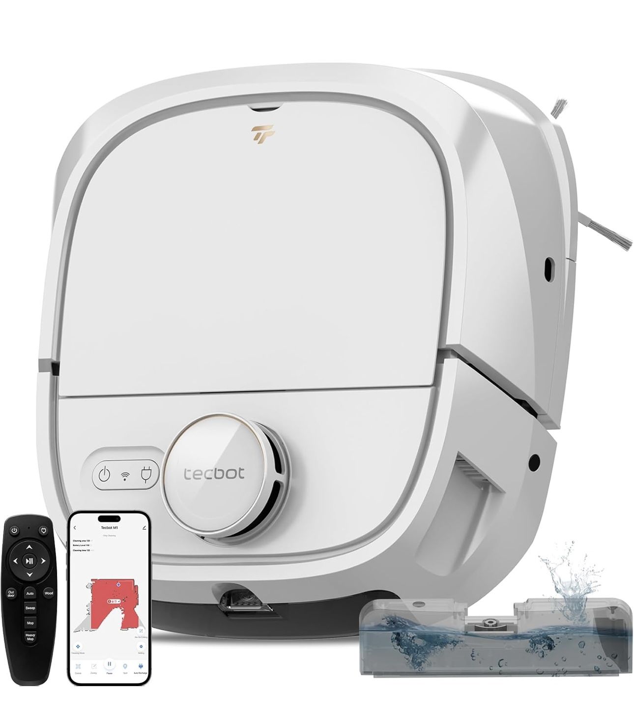 TECBOT M1 Pro Robot Vacuum and Mop - LiDAR Robotic Vacuums Cleaner for Home with Pet Hair, Carpet, Hardwood Floors, Auto Smart Mopping, Self Cleaning,