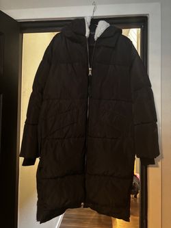 Bagatelle Black Long Puffer Coat with Sherpa Lining