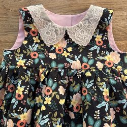 Vintage Lace - Black floral Garden party Dress - Size 3t
