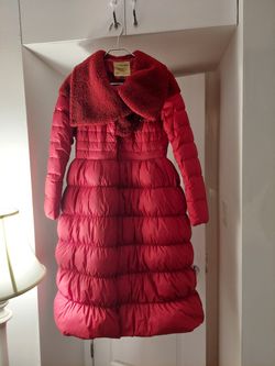 Gorgeous, Red long Down coat. New. Size Small.