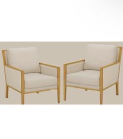Better Homes & Gardens Windsor Linen Accent Chair, Light Honey Wood