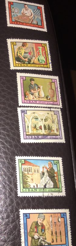Used Lebanon 1973 Handicrafts set Sc# C690, 692, 693, 695, 696, 697