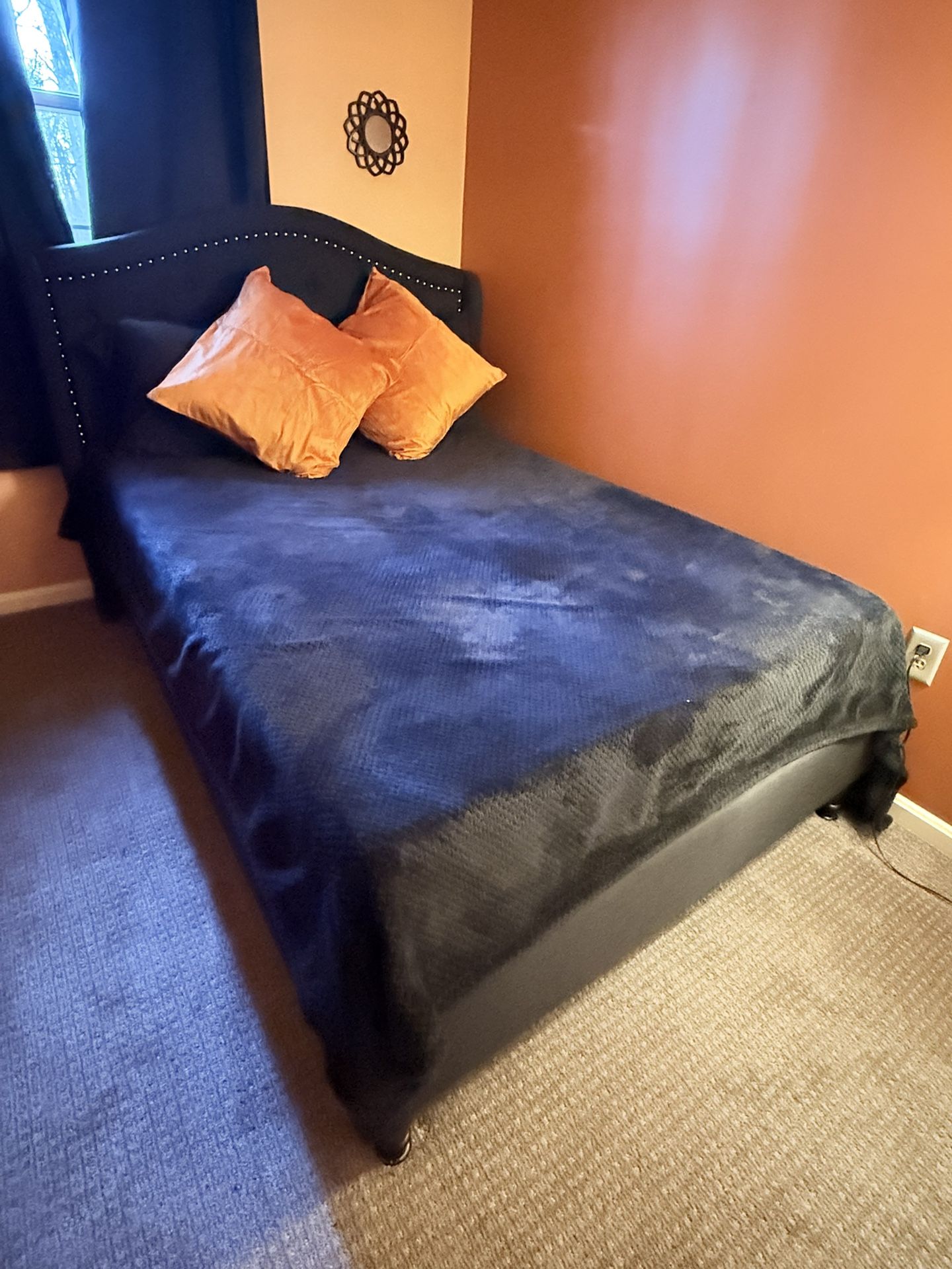 Black Tufted Full Bed Frame 