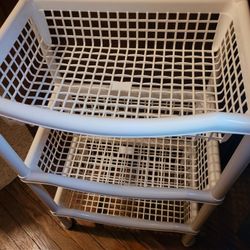 White Plastic Storage Cart On Wheels