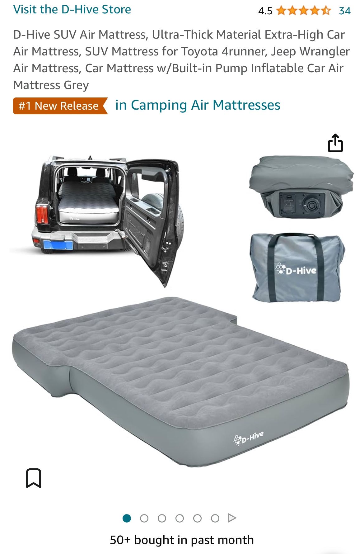 SUV Air Mattress With Built In Pump + Bag