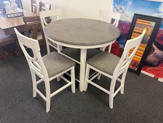 Round Counter-Height Dining Table Set with 4 Chairs