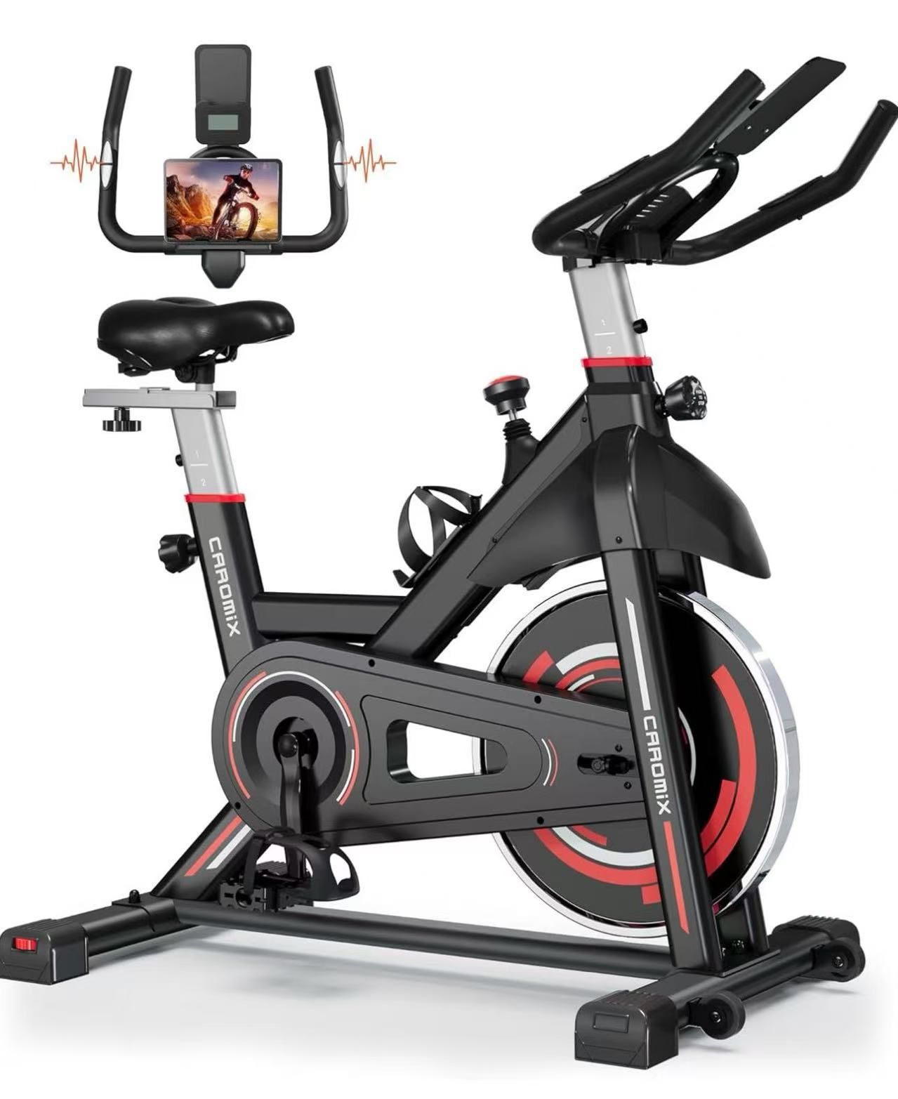 Caromix Exercise Bike Indoor Stationary Bike with Comfortable Seat Cushion