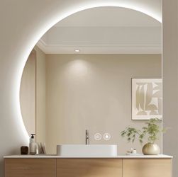 LED Bathroom Mirror With Lights, 36"×36" Led Vanity Mirror With Backlight, Stepless Dimmable Wall Mirrors With Anti-Fog, Shatter Proof, Memory, 3 Colo