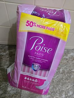 HUGE SEALED PACKAGE POISE PADS 64 COUNT
