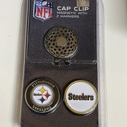 NFL  Pittsburgh Steelers Golf Hat Magnetic Clip w/ 2 Double Sided Ball Markers