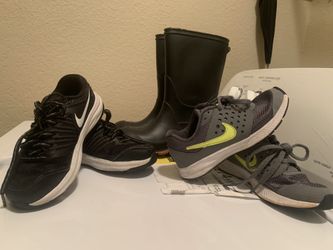 Kids Nike and rain boots