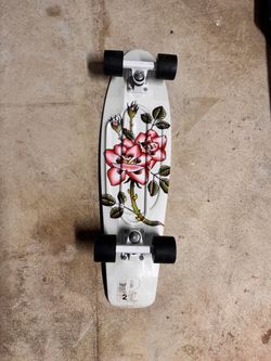 Penny Board Skateboard with Rose Graphic