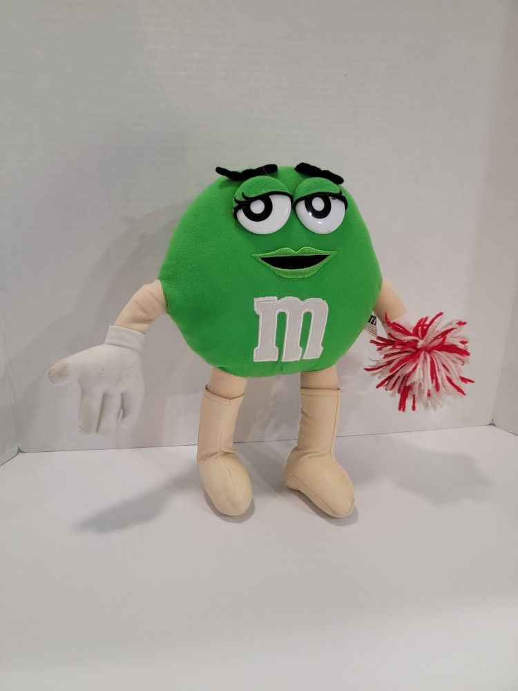Vintage M&Ms Mars 12 Inch Posable Stuffed Green Female Candy White Boots Plush