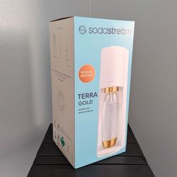 New SodaStream Terra Sparkling Water Maker Machine with CO2 and Carbonating Bottle White Gold