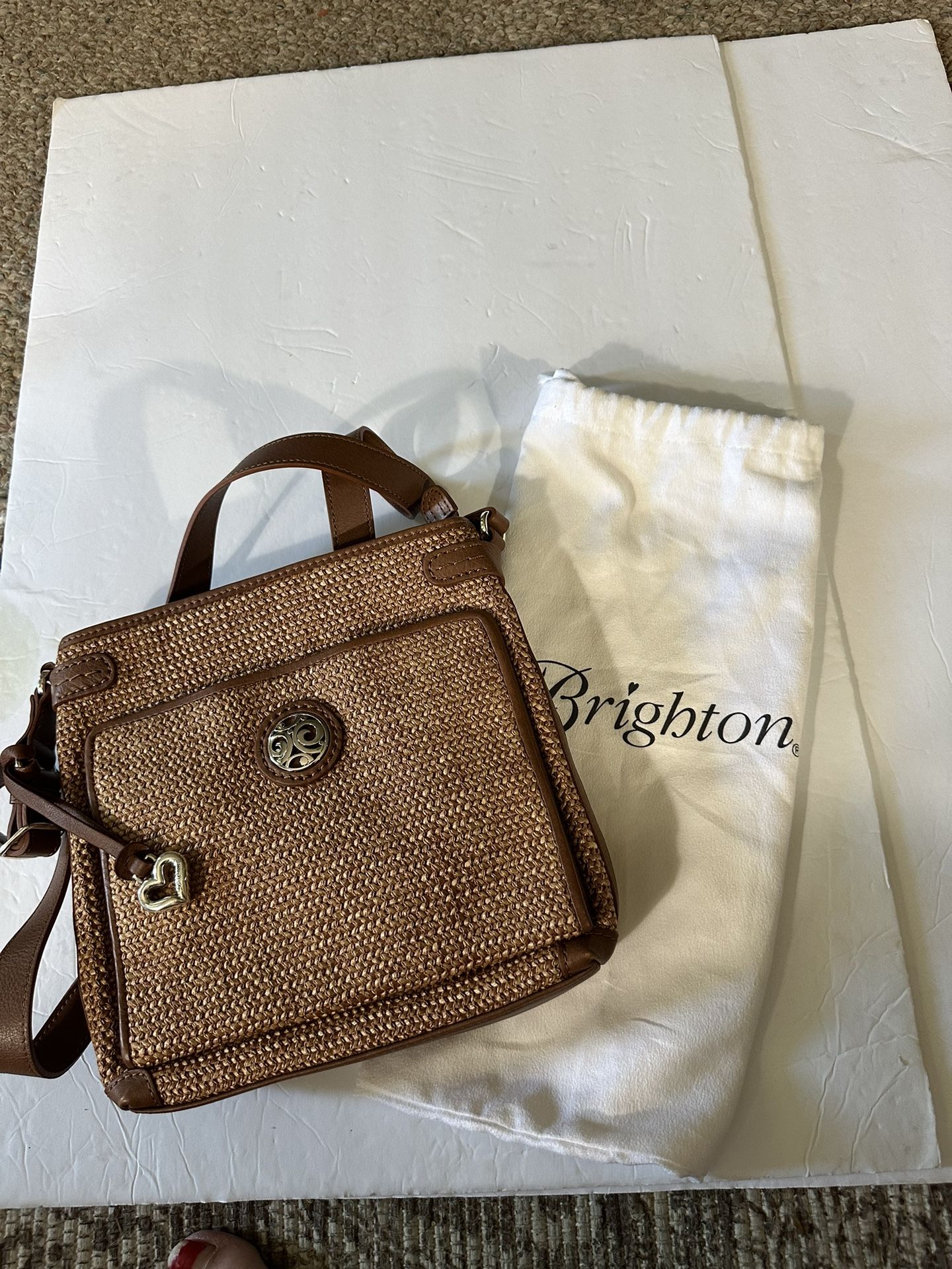 Brighton London Groove Selena Organizer Woven Purse 10X10X3 Brown Crossbody / Shoulder